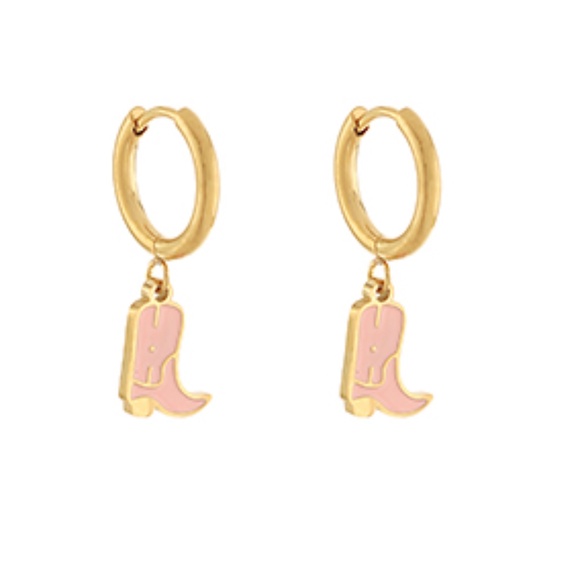 Western Boots Dangle Huggie Earrings - Picture 2 of 2